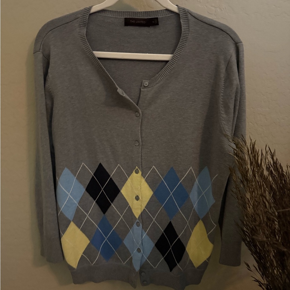 The Limited Gray Argyle Button Down Shirt